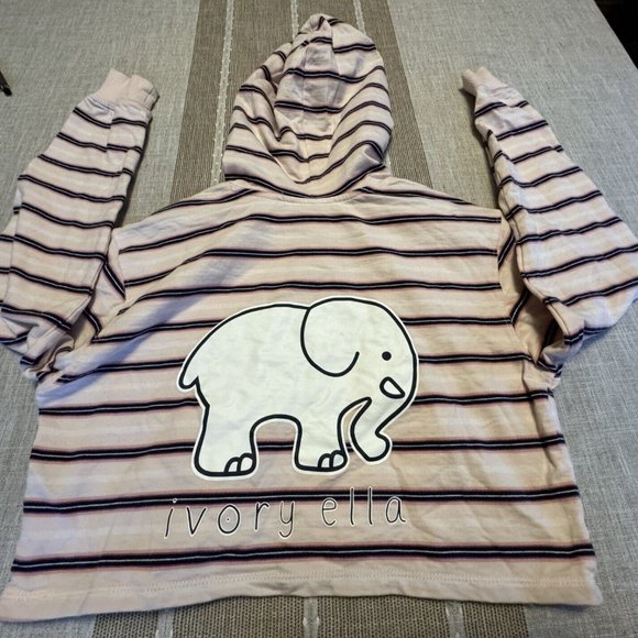 Ivory Ella Crystal Pink Striped Cropped Hoodie Organic Cotton Size XS Cute - Picture 3 of 9